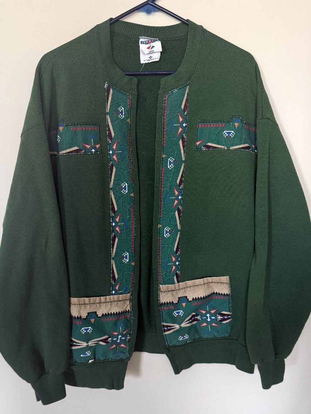 Custom Upcycled Vintage Jerzees Southwestern Cardigan (L/XL)